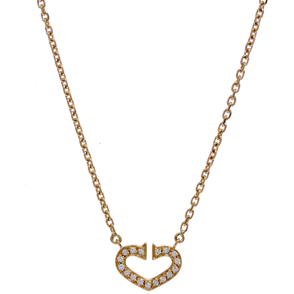 Cartier C de Heart Diamond Women's Necklace B7008200 750 Yellow Gold